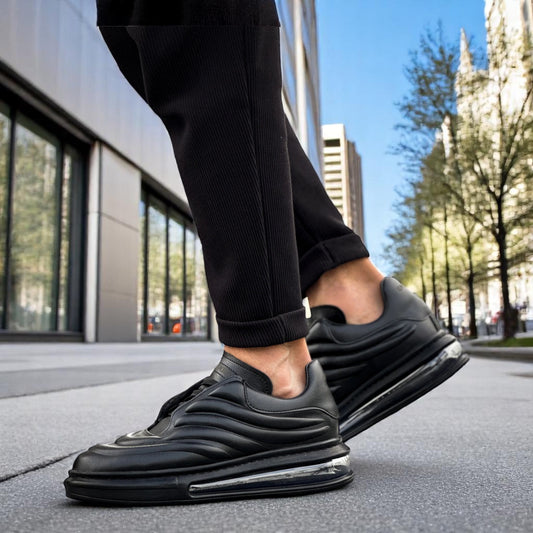 Modern Glossy Black - Height Increase - Men Sneakers -2770