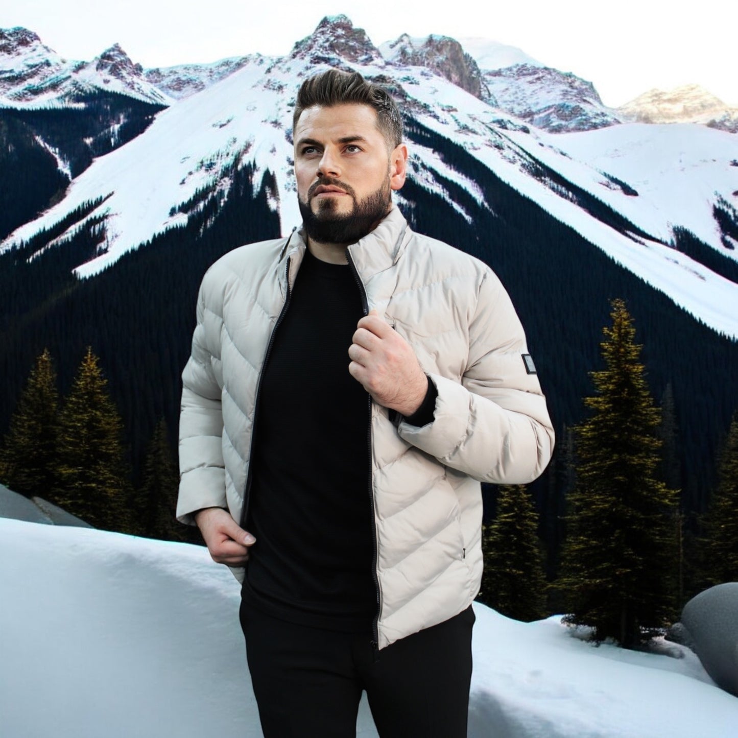 Puffy Off-White-Light-Winter Jacket with Detachable Hat