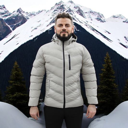 Puffy Off-White-Light-Winter Jacket with Detachable Hat