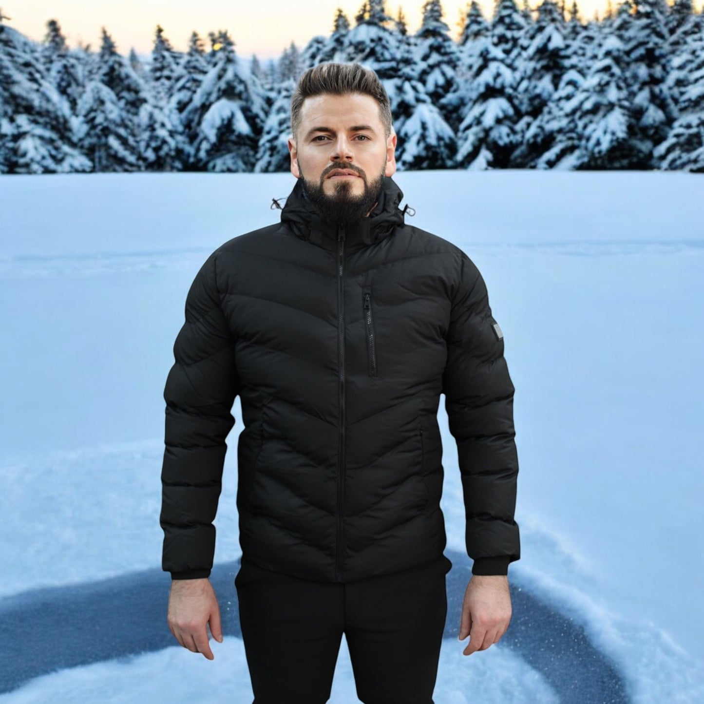 Puffy -Black -Winter Jacket with Detachable Hat
