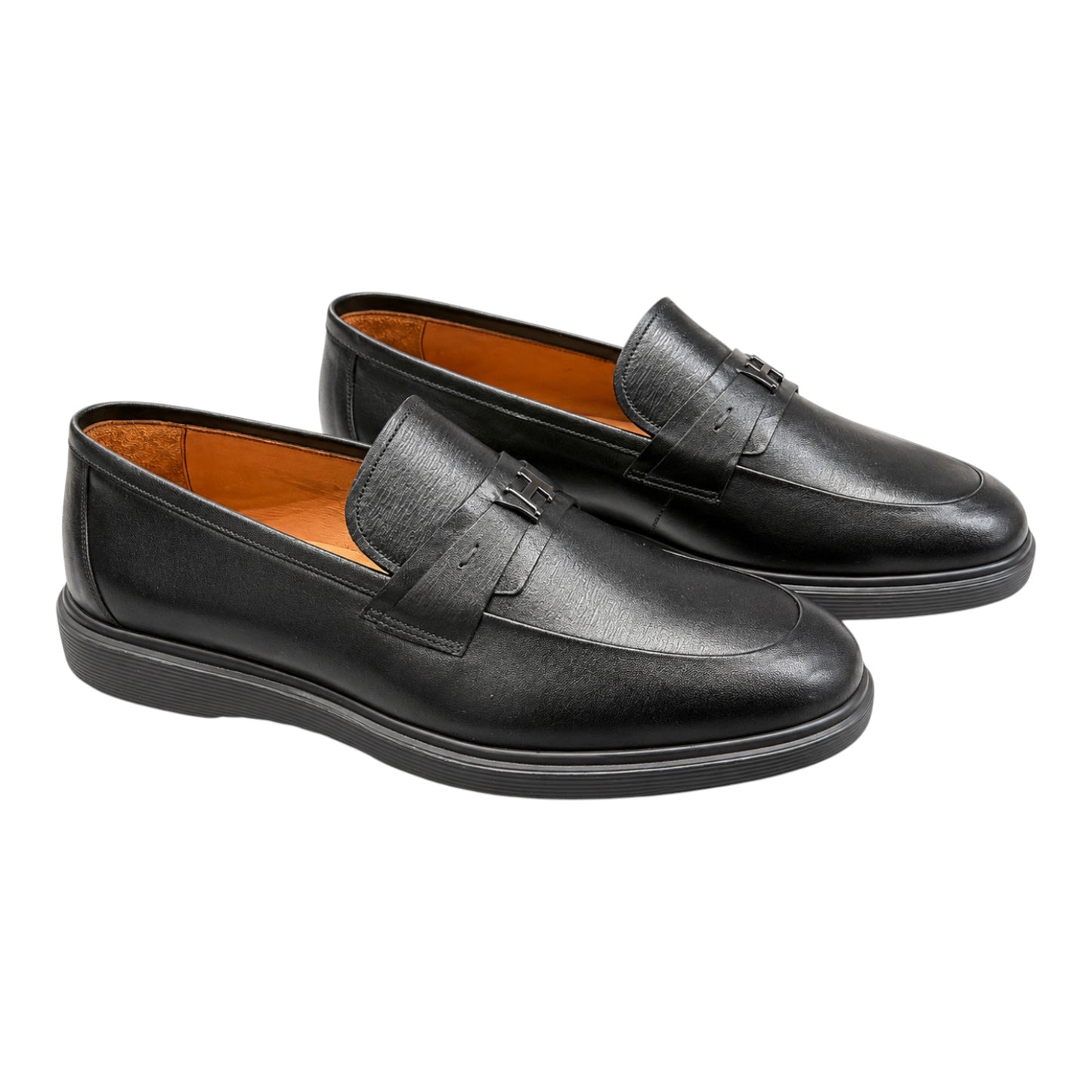 Premium Turkish Leather -  Black IF. Shoes with Silver Hardware- 3784