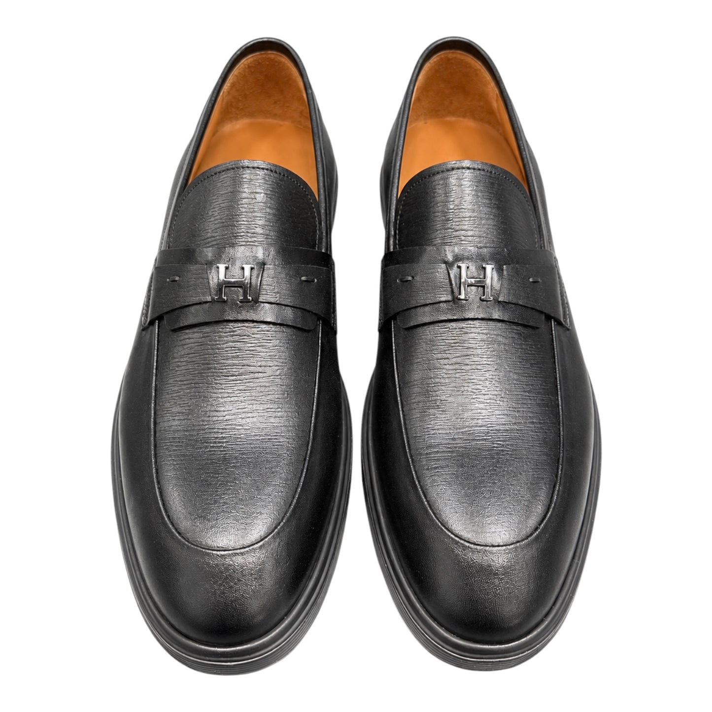 Premium Turkish Leather -  Black IF. Shoes with Silver Hardware- 3784