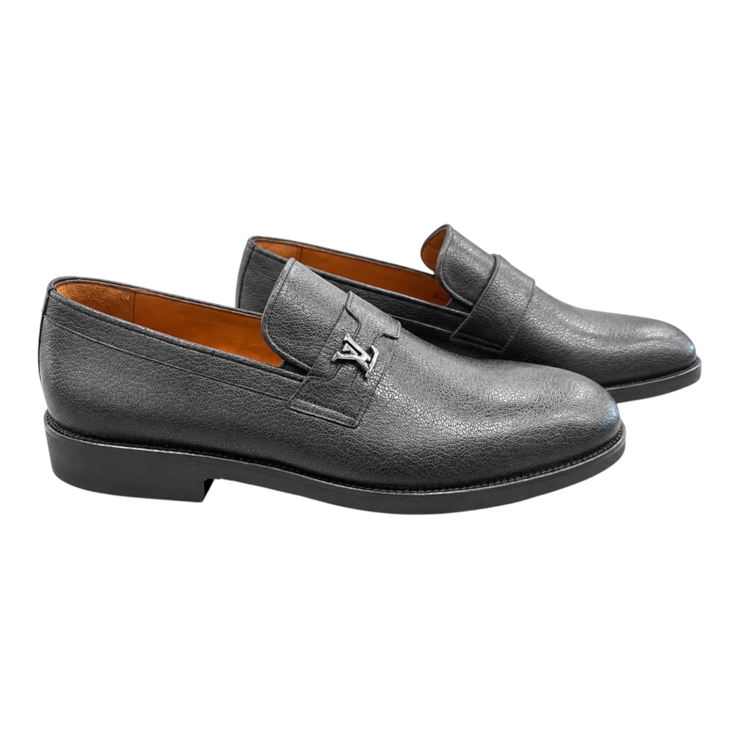 Premium Turkish Leather -  Black IF. Shoes with Silver Hardware- 7952