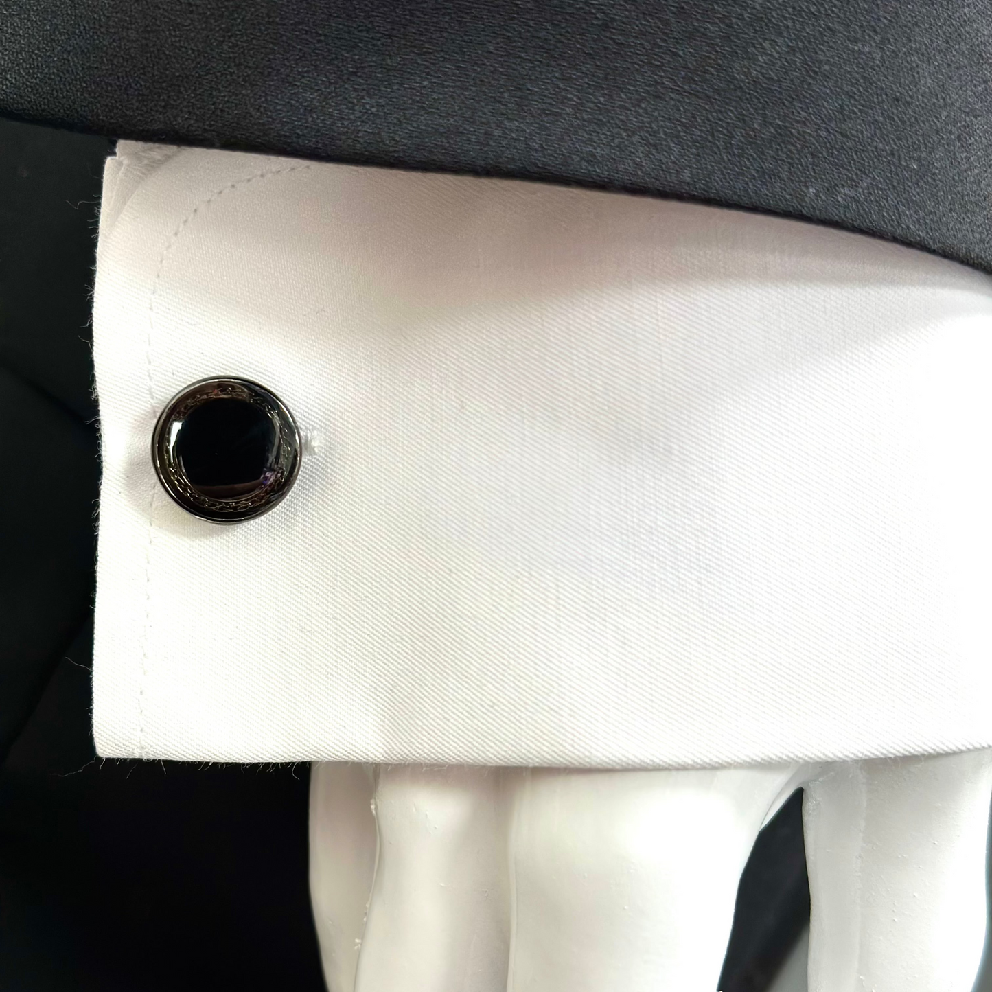 Round Istanbul Fashion Cufflinks  Detailed with Darkest Black and Chrome  - 20