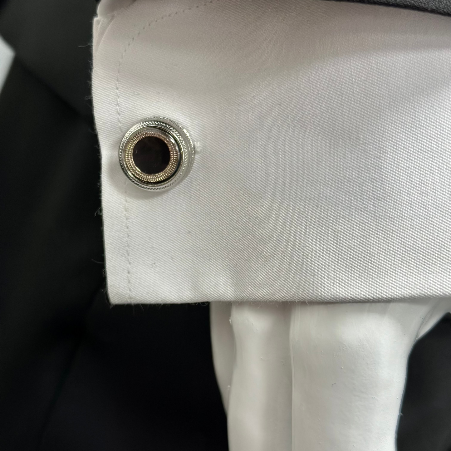 Fashionable  Round Istanbul Fashion Cufflinks  Detailed with  Silver and Black Interior- 24