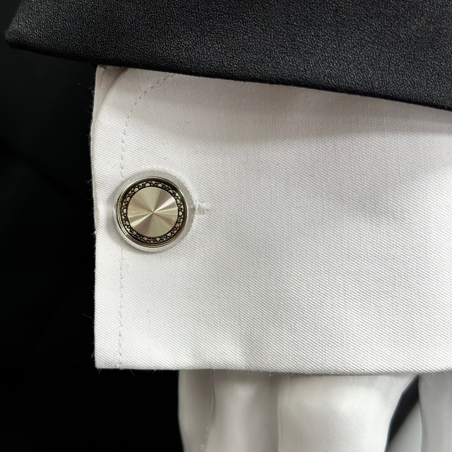 Bold Round  Round Istanbul Fashion Cufflinks  Detailed with  Silver, Rose Gold and Black - 26