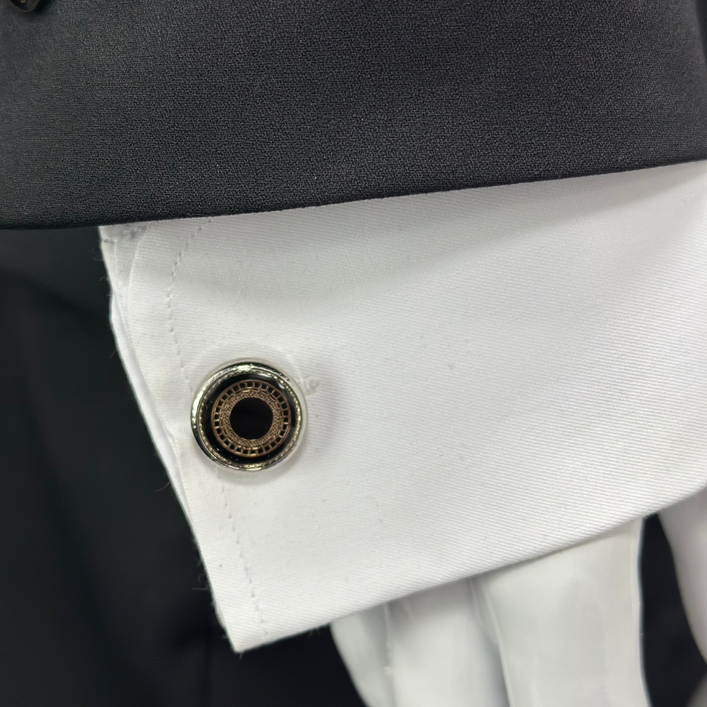 Silver  Black Round  Round Istanbul Fashion Cufflinks  Detailed with Black, Shiny Silver 33