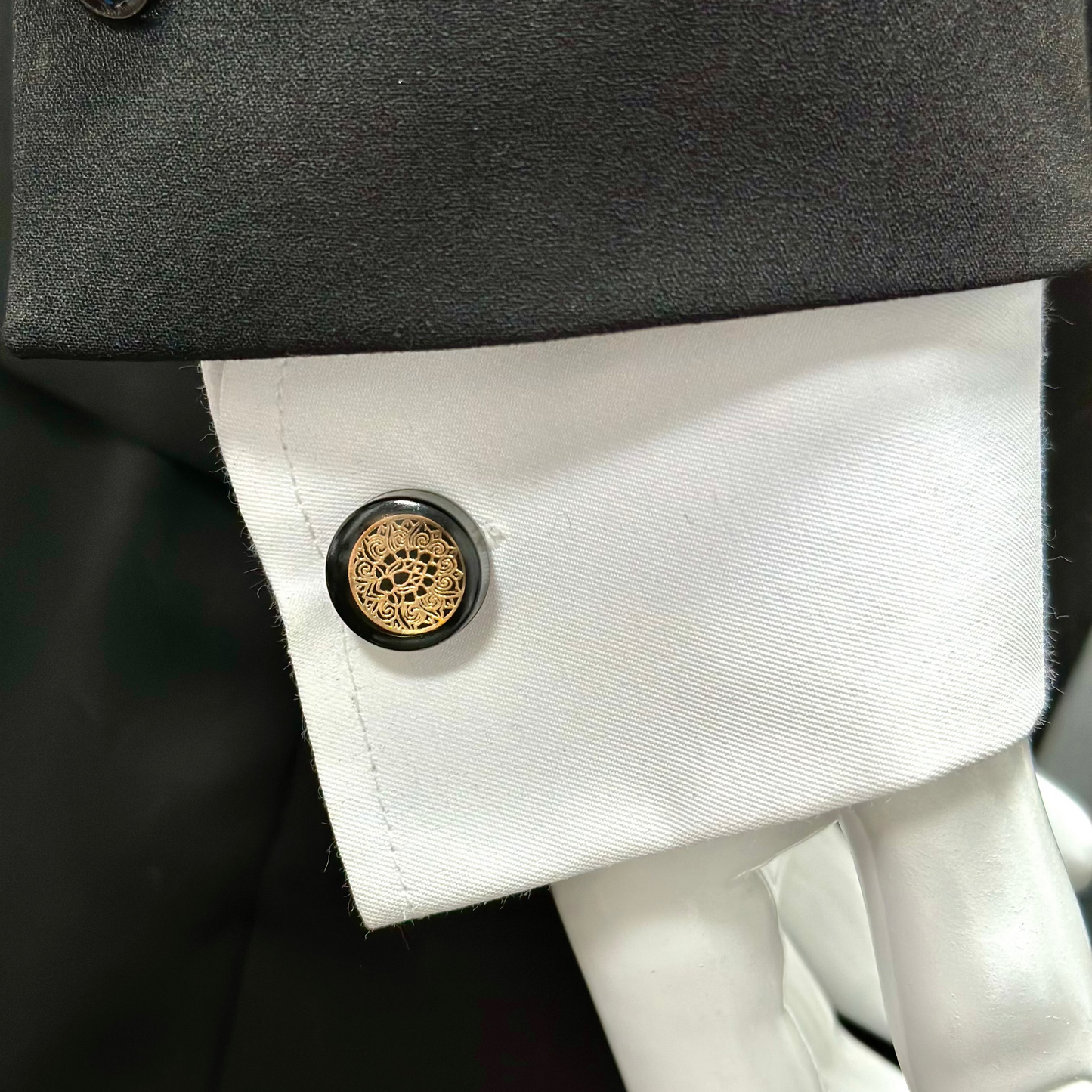 Simple Mixed Details of Black and Gold on Matte  Finish- Istanbul Fashion Cufflinks - 40