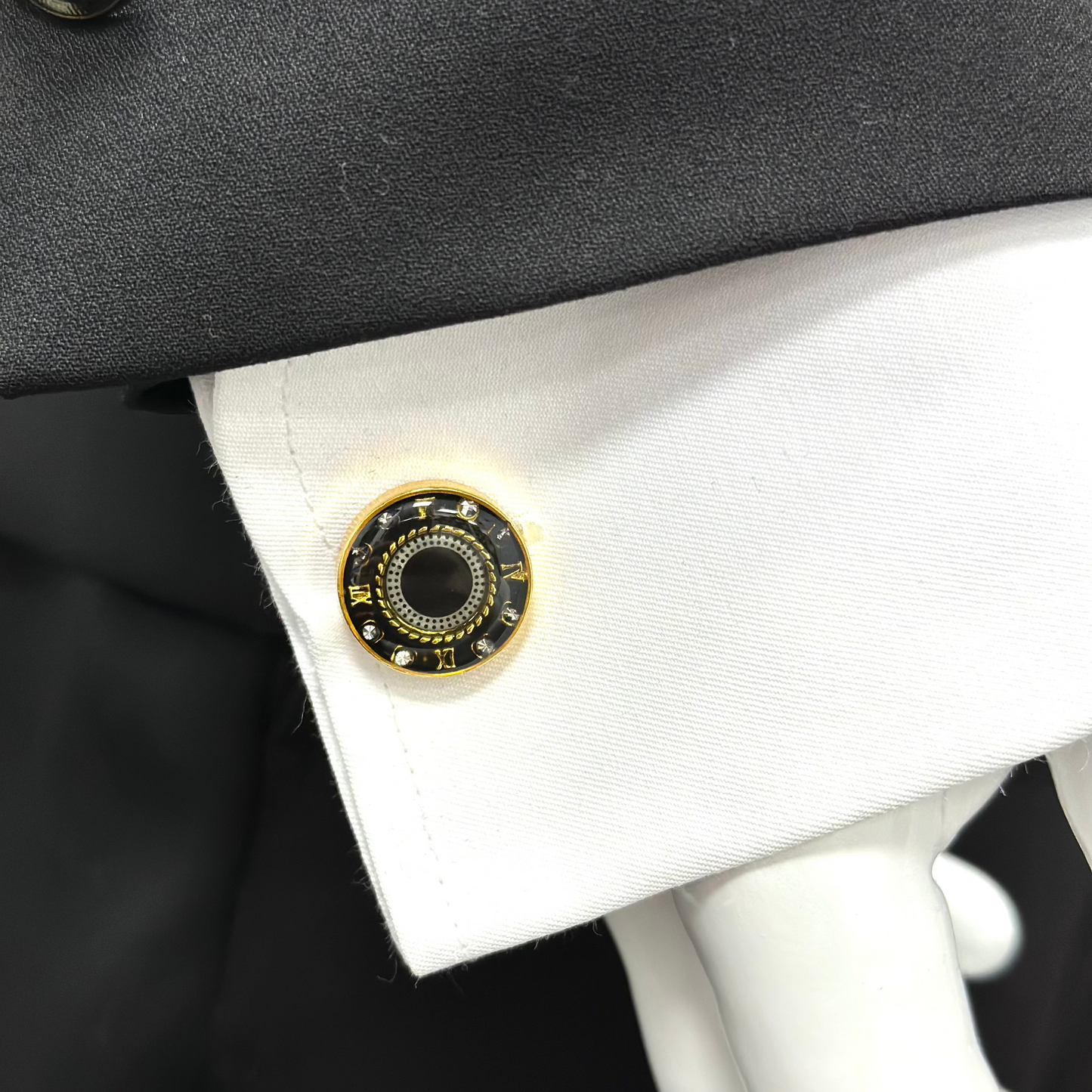 Luxury Gold Details with Diamonds and Black Interior  - Istanbul Fashion Cufflinks - 43