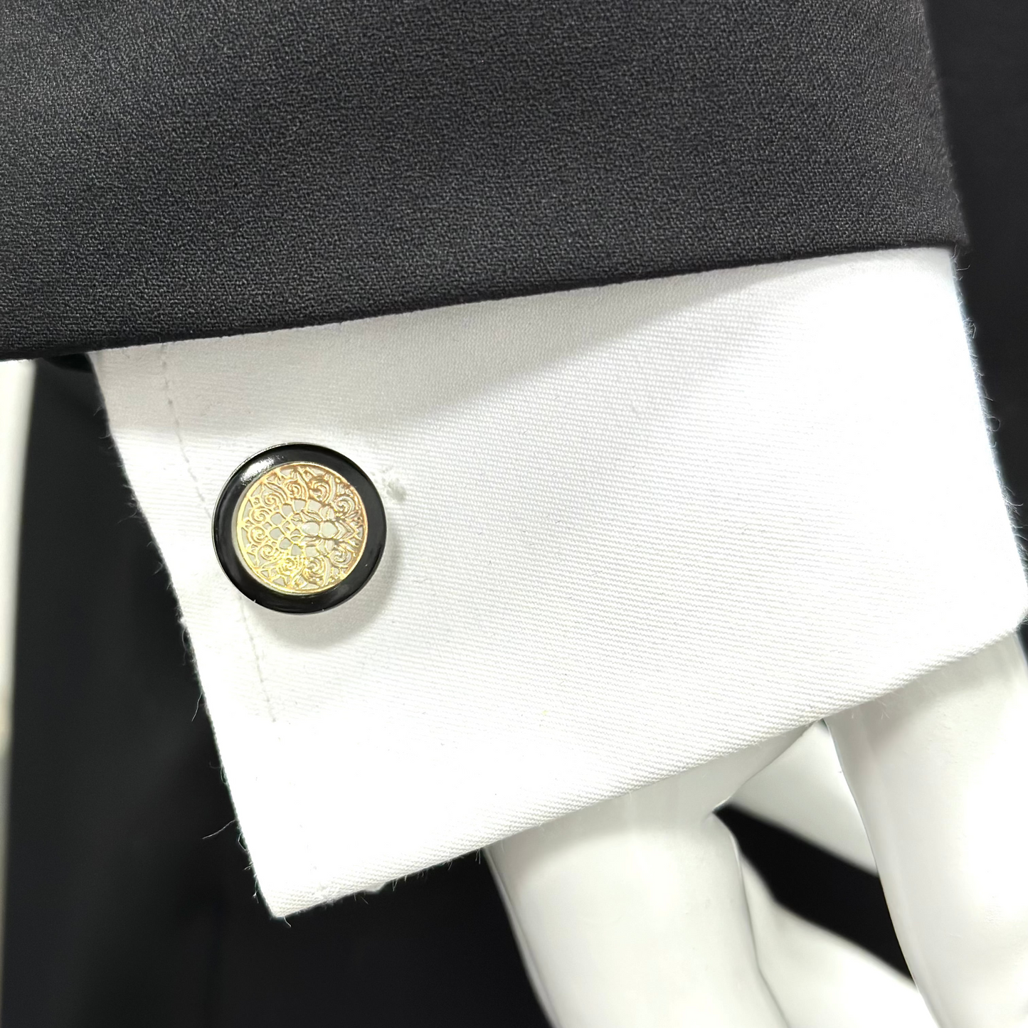 Black Frame, with White and Gold Interior  - Istanbul Fashion Cufflinks - 52