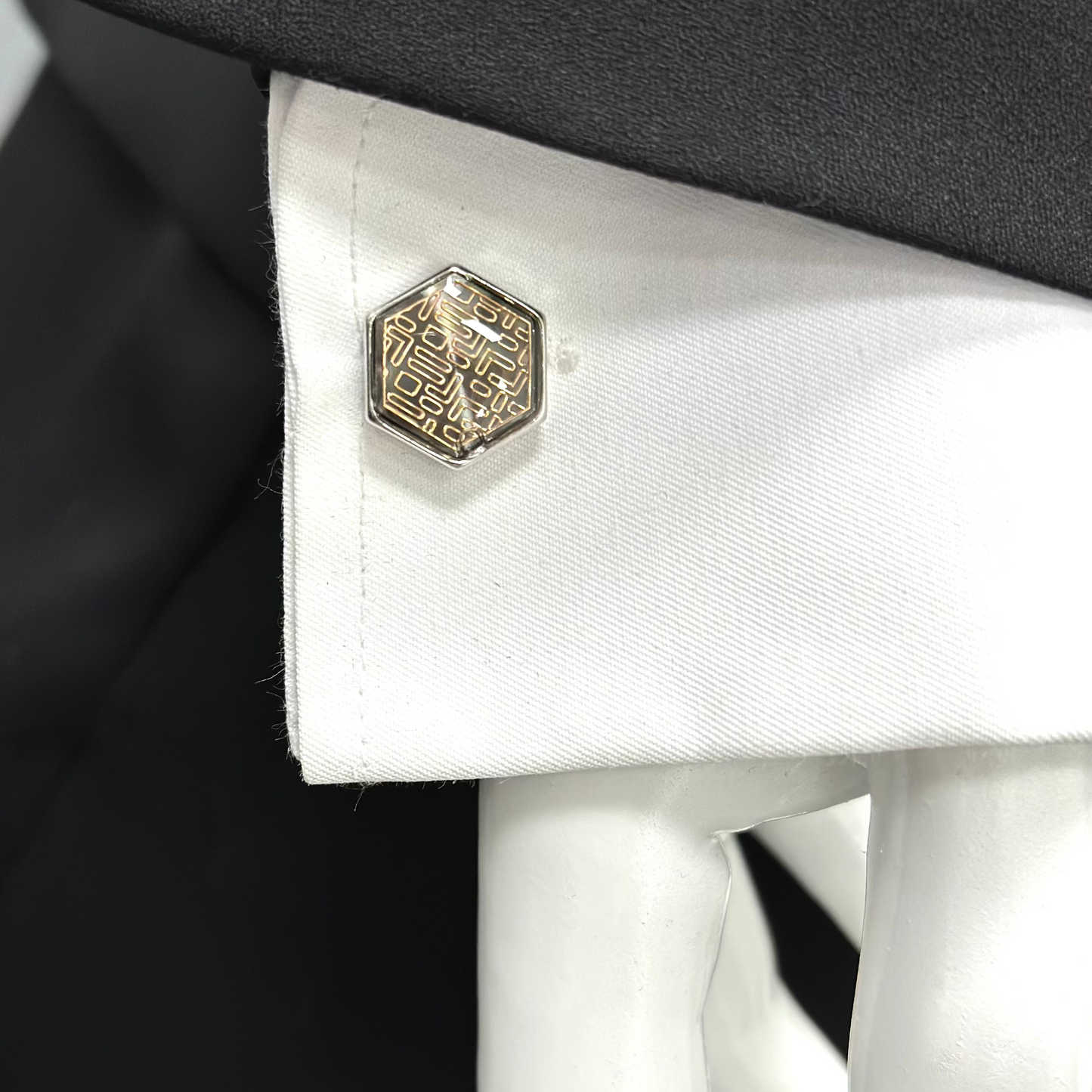 Pentagon Silver Combined with Rose Gold Details - Istanbul Fashion Cufflinks -56