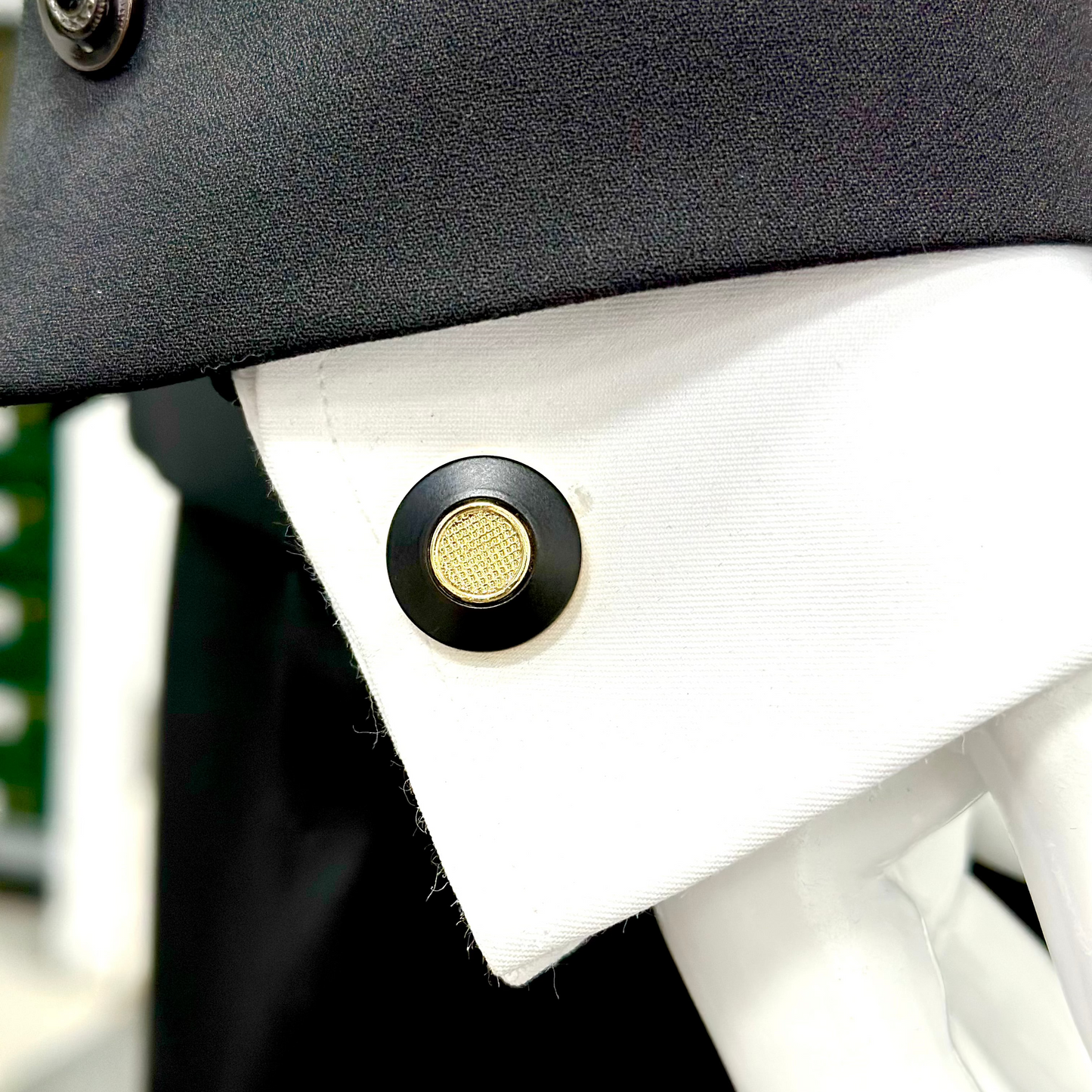 Round Matte Black with Gold Details - Istanbul Fashion Cufflinks -57