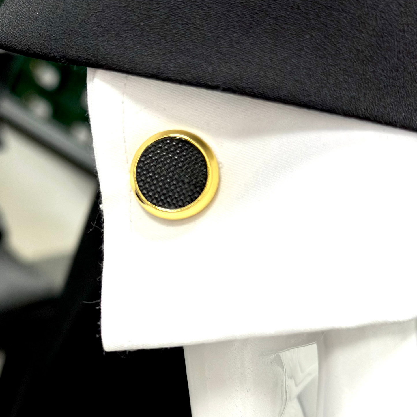 Round Gold  with Matte Black Details - Istanbul Fashion Cufflinks -58