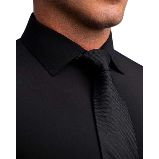 Black - Men Long Sleeves  Formal Solid, Dress Shirt in Slim Fit  Style