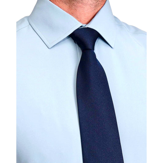 Light Blue - Men Long Sleeves  Formal Solid, Dress Shirt in Slim Fit  Style