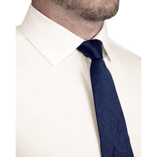 Off White - Men Long Sleeves  Formal Solid, Dress Shirt in Slim Fit  Style