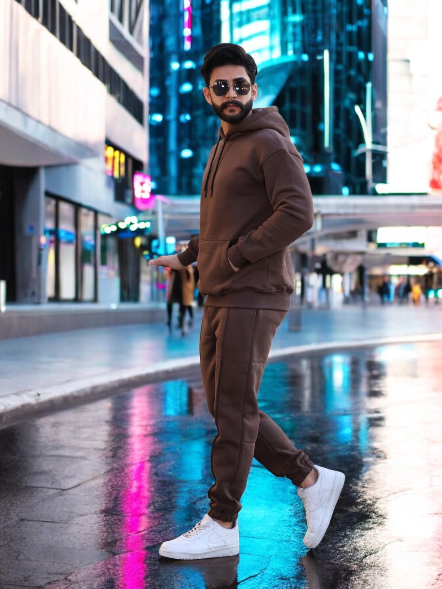 Two-Pieces Set Fire Orange Hoodie and Sweatpants
