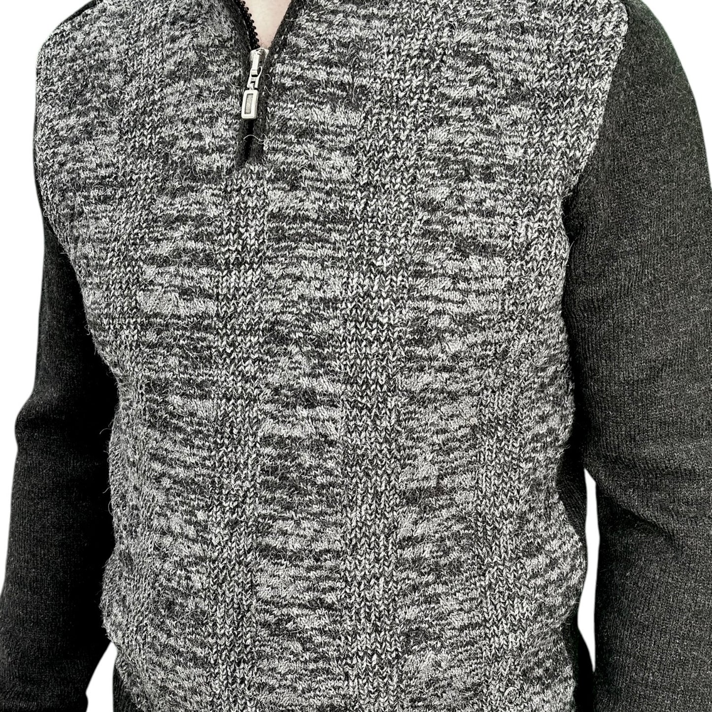 Winter - Half Zipper Collar - Wool-   Essential  Sweater Black and White