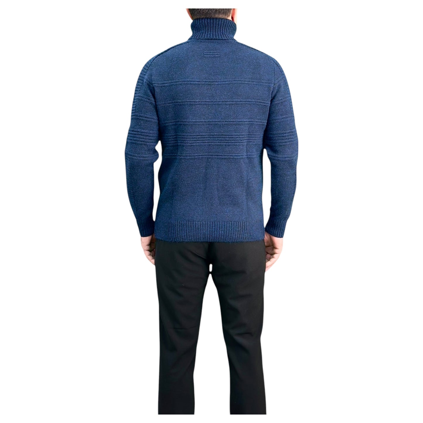 Navy Blue   Men's Chunky Turtleneck Sweater -100% Real  Wool