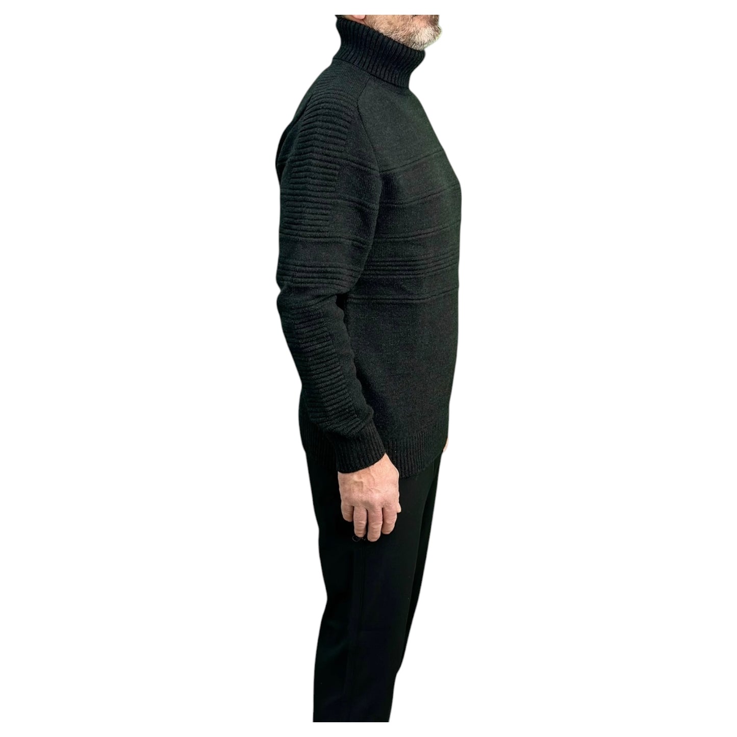 Dark Gray   Men's Chunky Turtleneck Sweater -100% Real  Wool