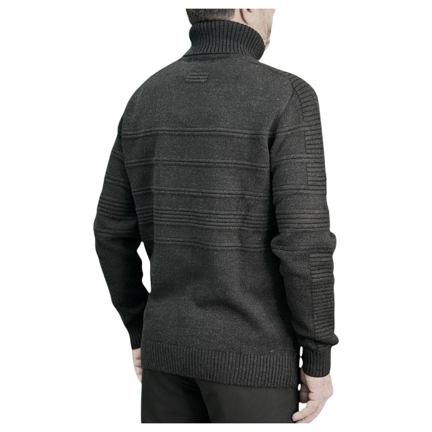 Dark Gray   Men's Chunky Turtleneck Sweater -100% Real  Wool
