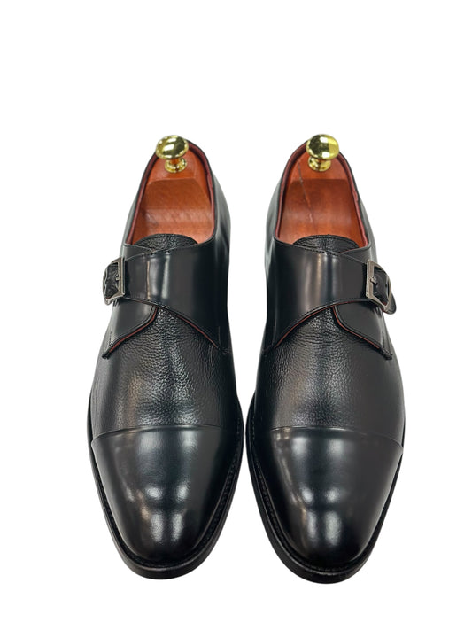 Black Istanbul Fashion by Raad Red Bottom Mat Shoes With Unique Detailed side Buckle-3052
