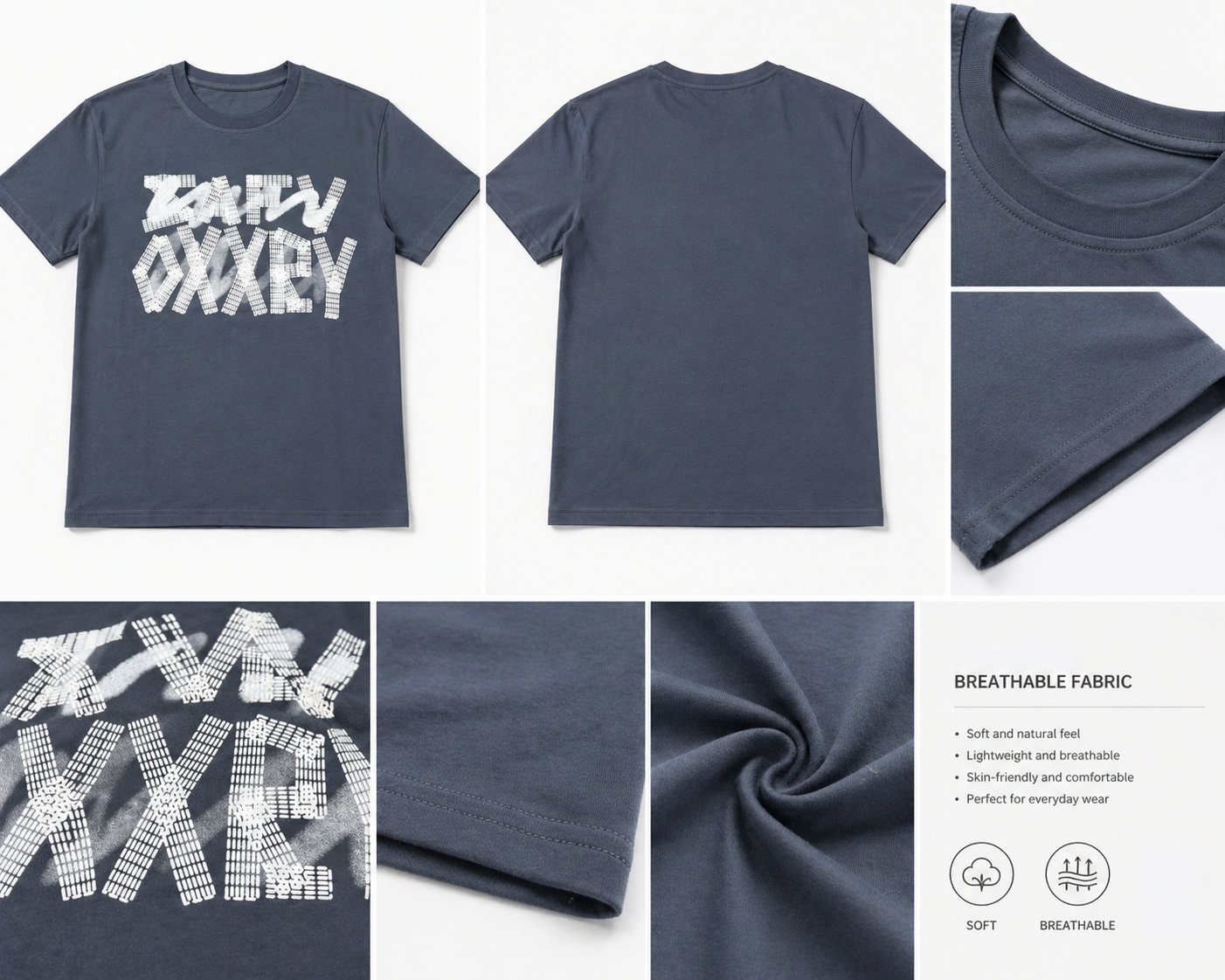 Light Summer T-Shirt- Graphic Charcoal Gray