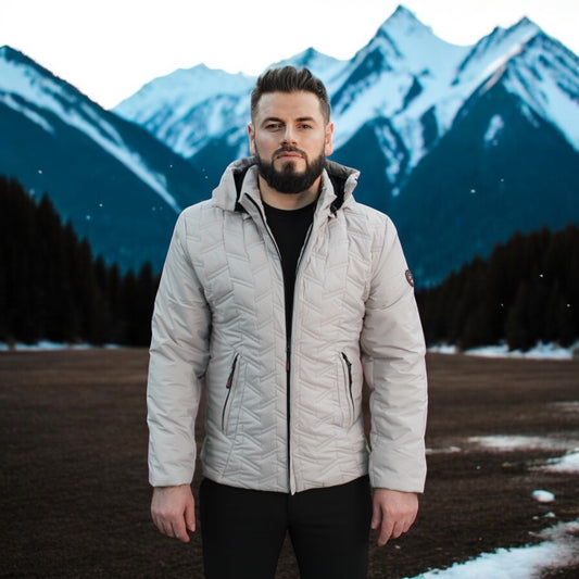 Quilted  -Off-White -Winter Jacket with Detachable Hat