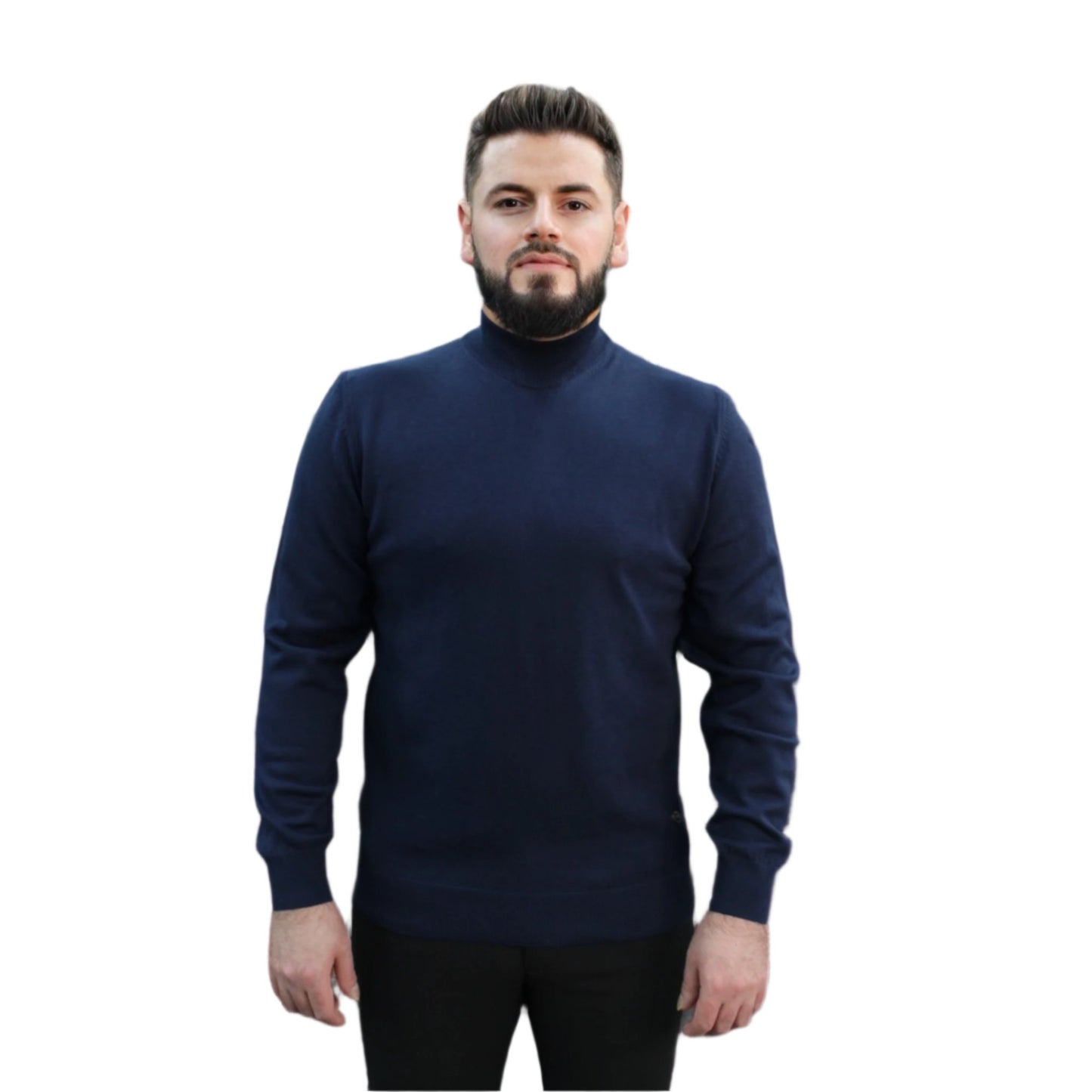 Blue Navy Wool Mock Neck,  Essential  Sweater