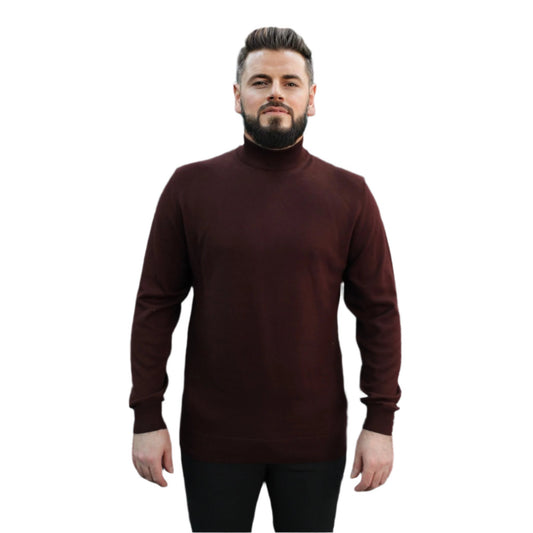 Burgundy Wool Mock Neck,  Essential  Sweater
