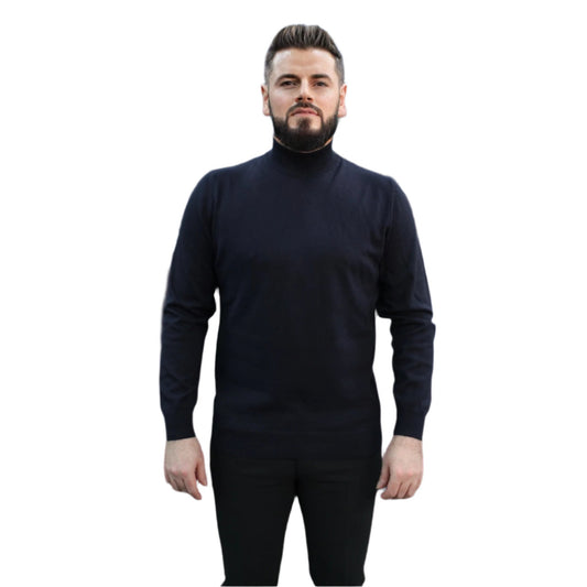 Dark Navy Wool Mock Neck,  Essential  Sweater