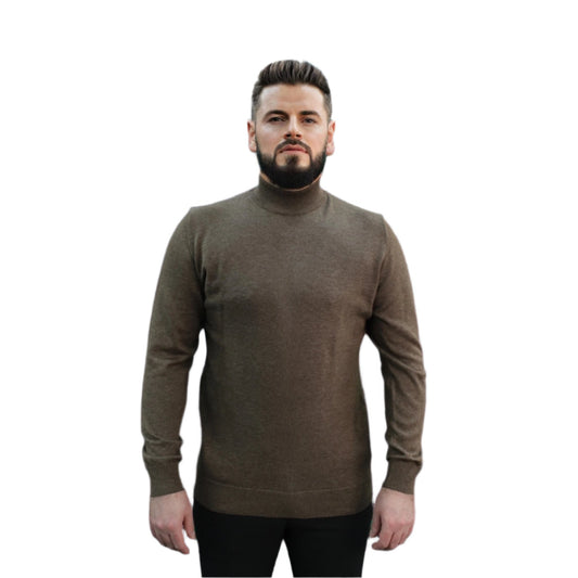 Light Brown Wool Mock Neck,  Essential  Sweater