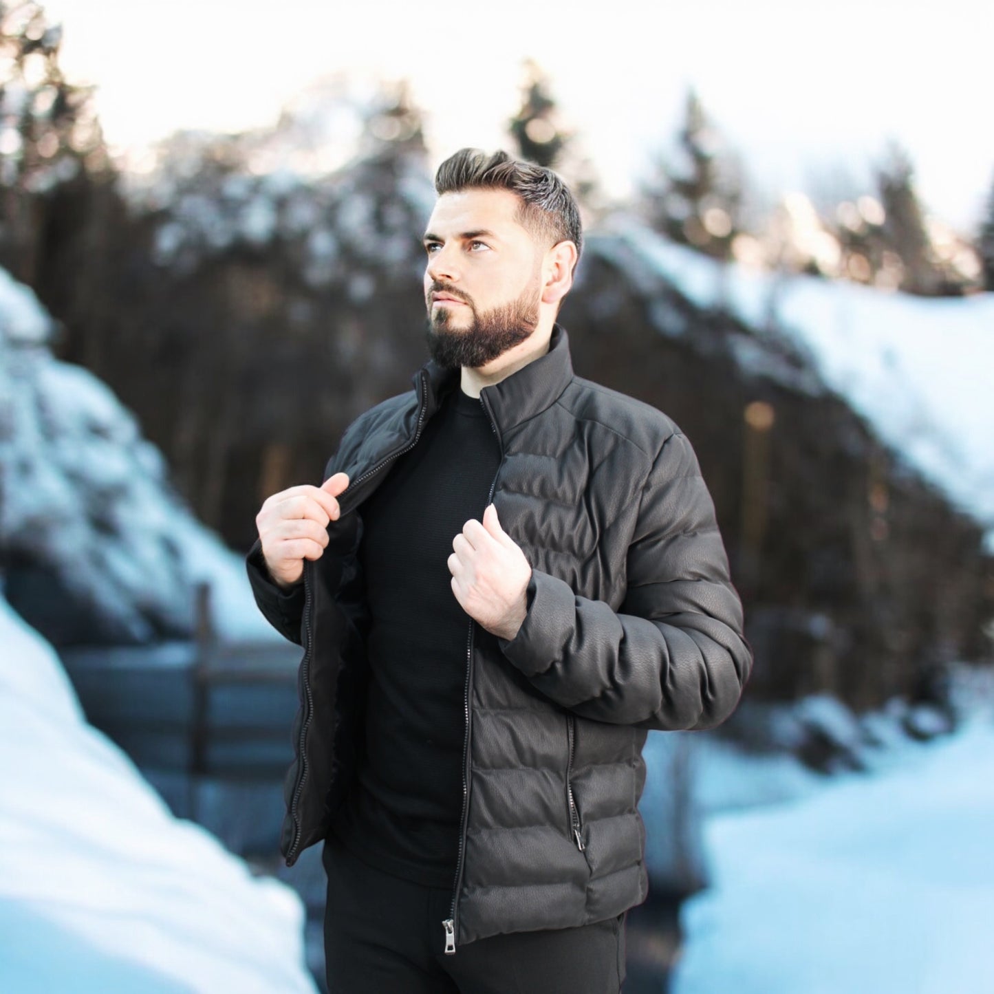 Luxury Puffy -Black -Winter Jacket with Detachable Hat