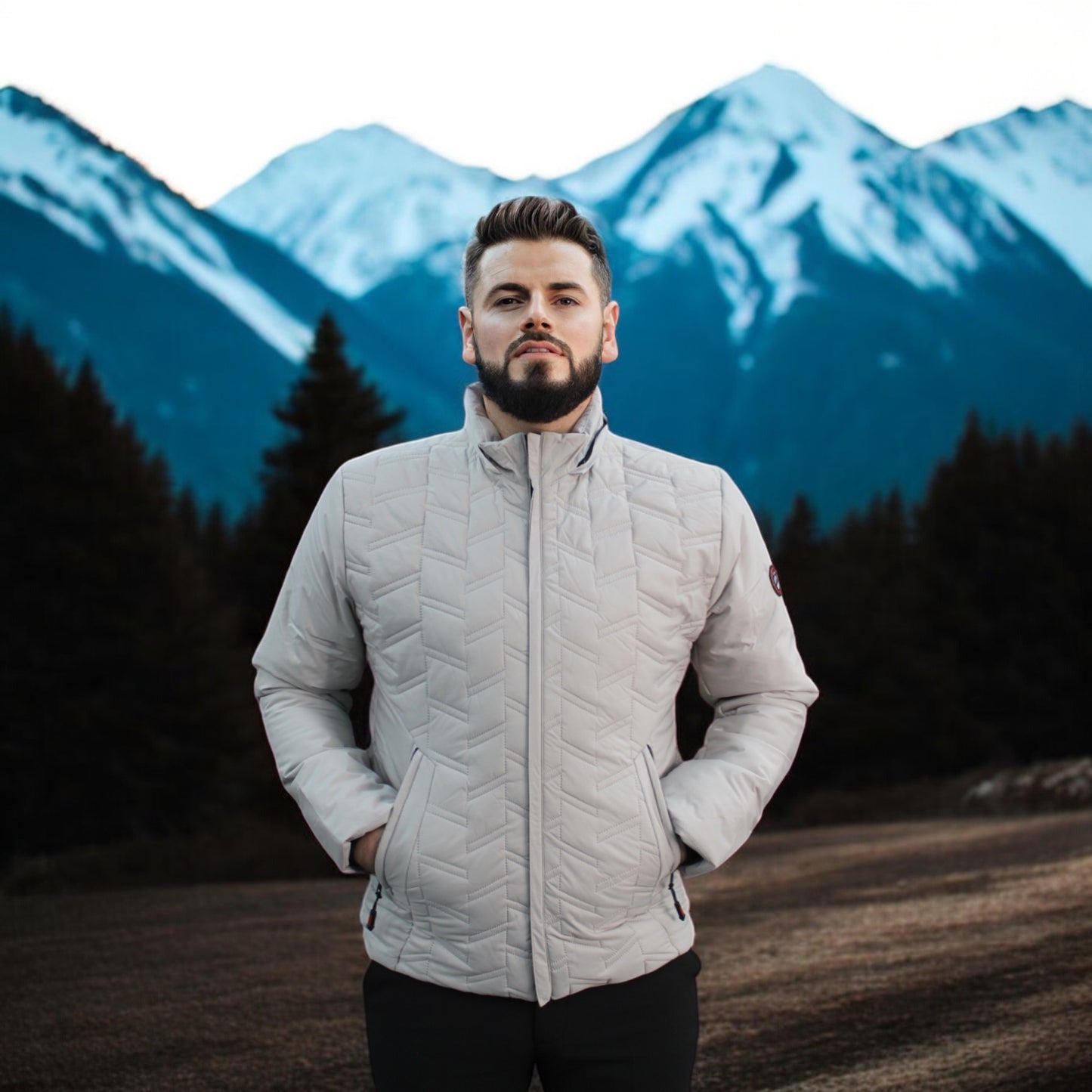 Quilted  -Off-White -Winter Jacket with Detachable Hat