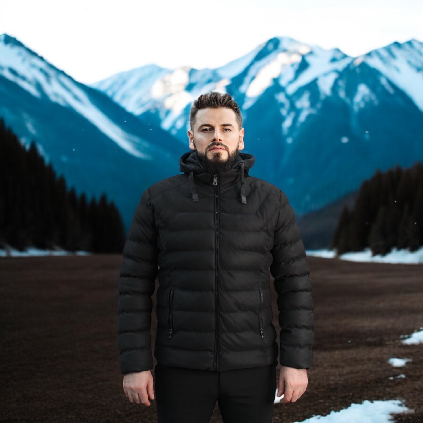 Luxury Puffy -Black -Winter Jacket with Detachable Hat