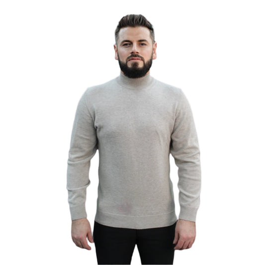 Light Tan , Wool Mock Neck,  Essential  Sweater
