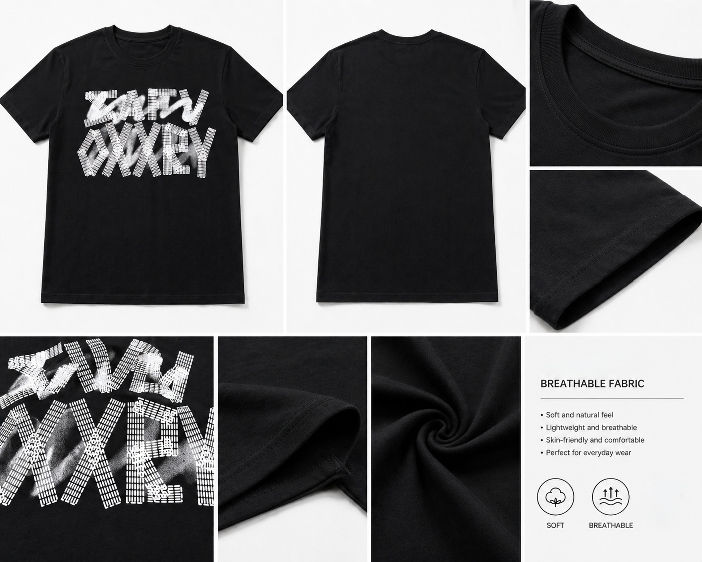 Light Summer T-Shirt- Graphic Black