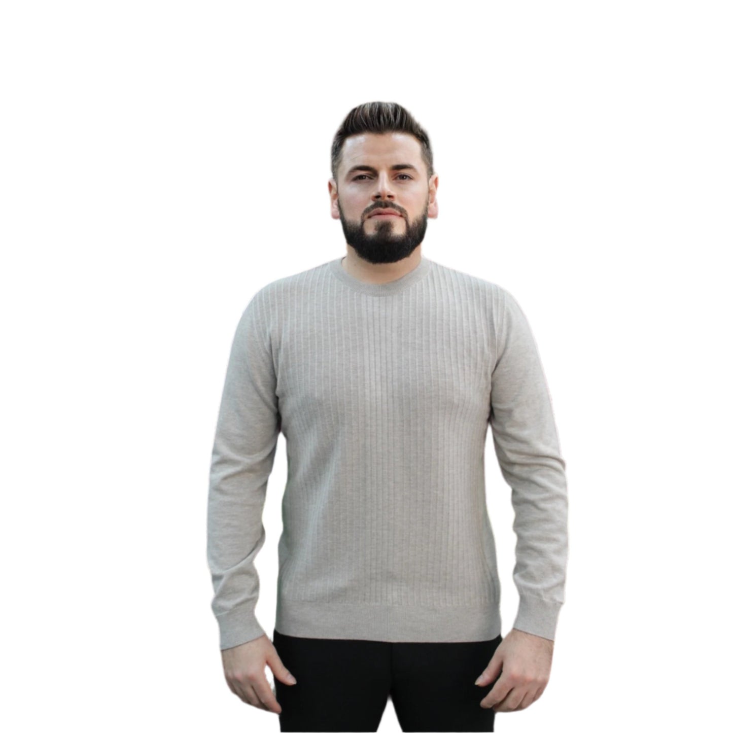 Beige - Crew Neck - Wool-   Essential  Sweater