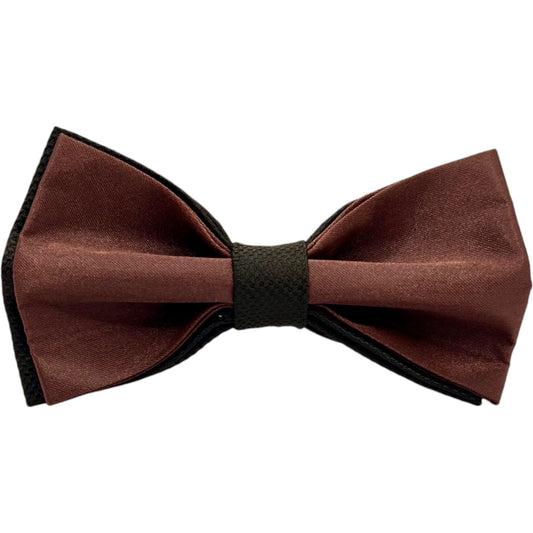 Contrasted Darkest Brown and Light Brown Tie with Adjustable Strap -Reversible