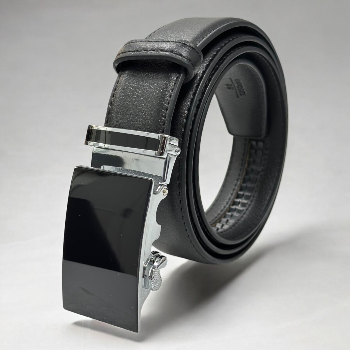 Black Matte Leather with Shiny Black Buckle - 7
