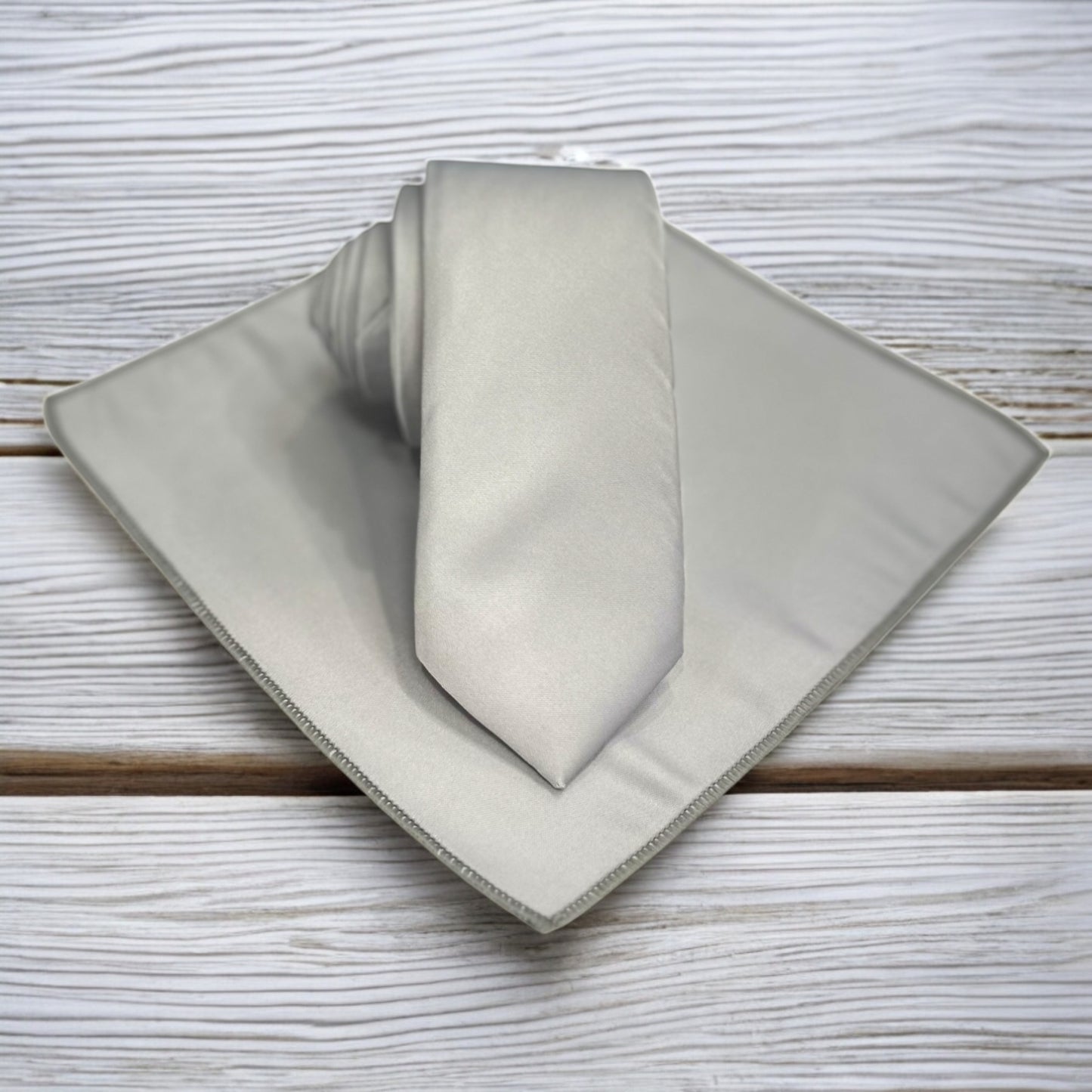 Light Gray - Istanbul Fashion Slim Tie, Plain Satin
