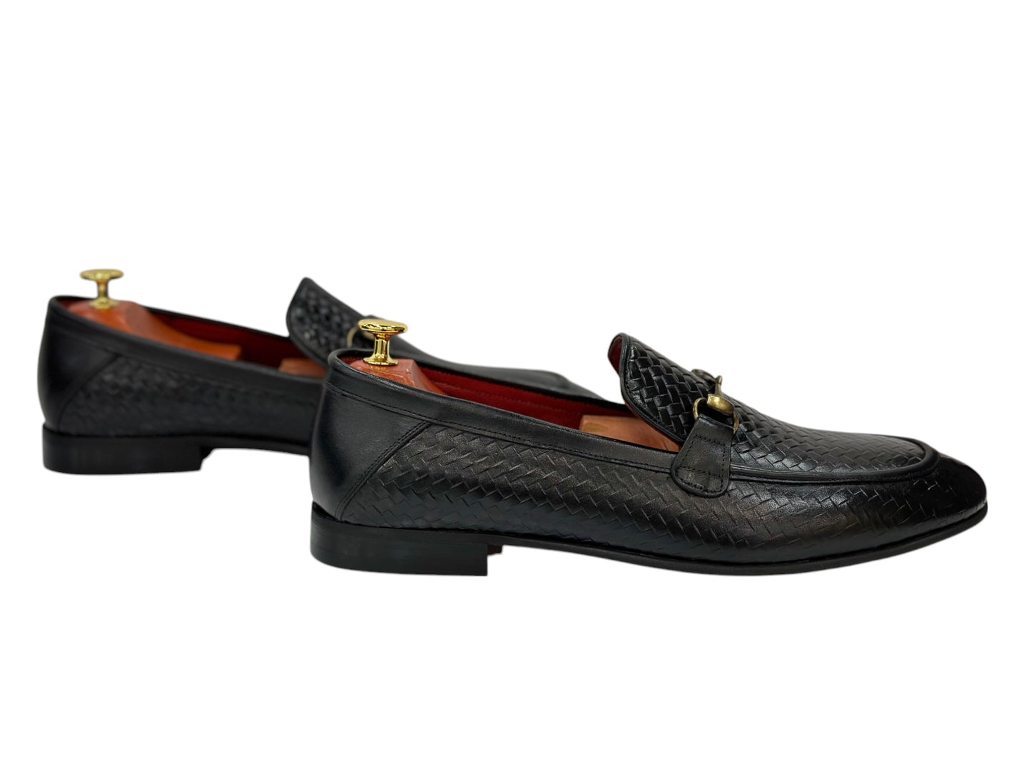 Black Istanbul Fashion by Raad Red Bottom Shoes With Gold Metal Piece- 1216