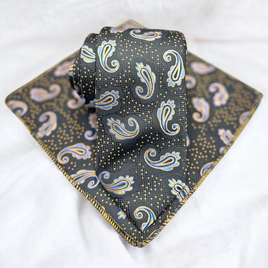 Paisley with Gold Details -Istanbul Fashion Tie - Classic Wide