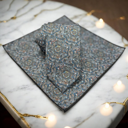 Vintage Style Pattern with Chrome Base- Istanbul Fashion Tie - Classic Wide