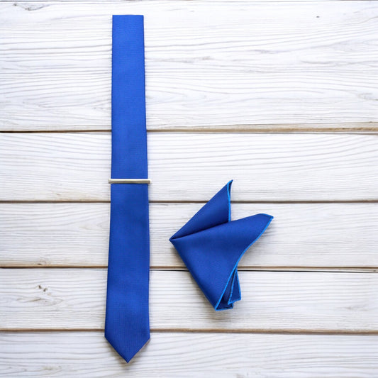 Royal Blue with Blue Lines  - Istanbul Fashion Slim Tie, Textured Fabric