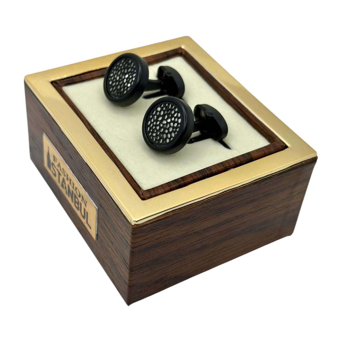 Mat Black Round  Round Istanbul Fashion Cufflinks - 30