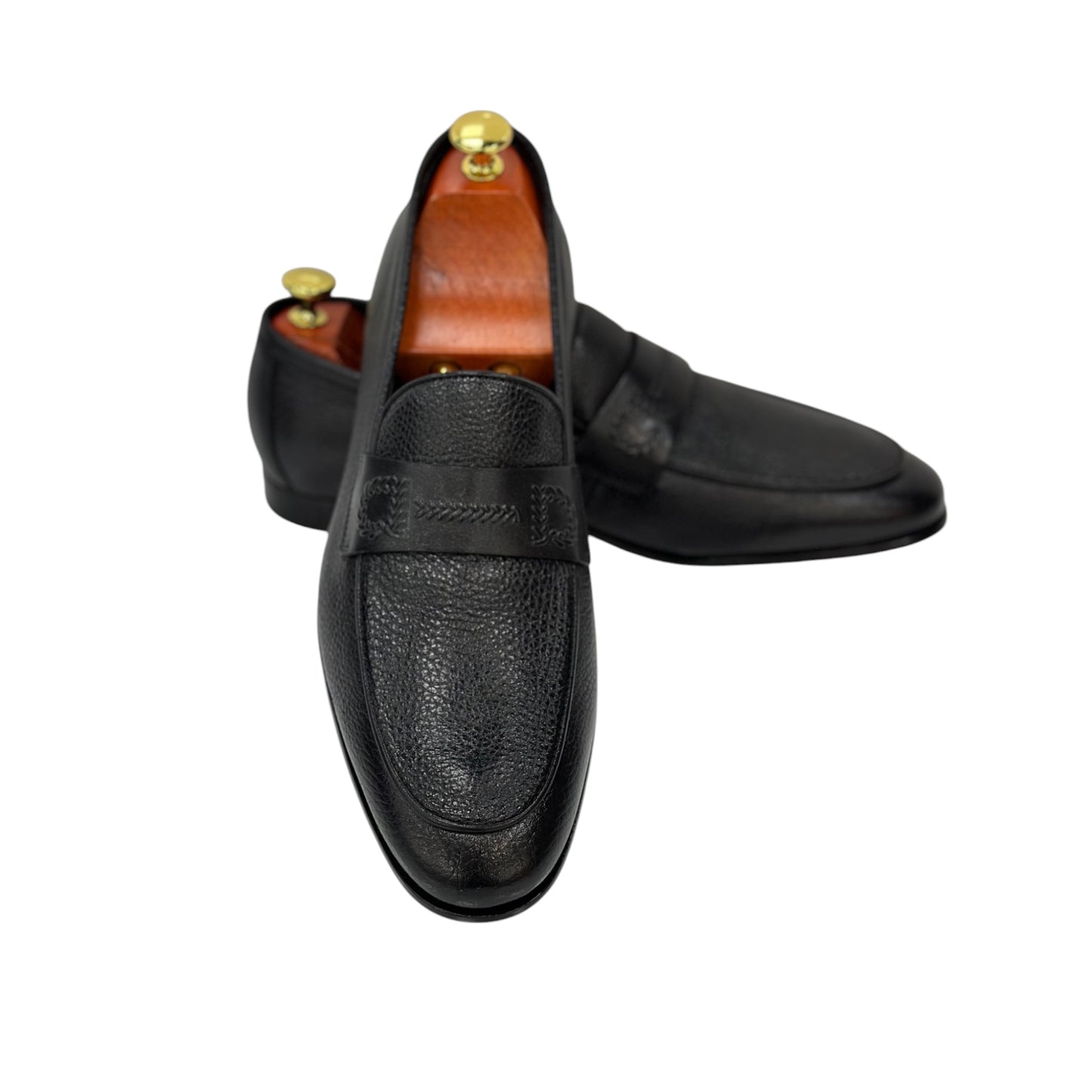 Elegant Black Detailed Leather dress Shoes-Matt Finish Details-296-4990