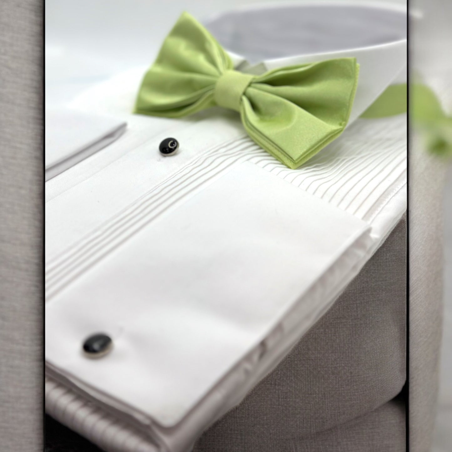 Light Lemmon Green Satin Tie with Adjustable Strap - Reversible