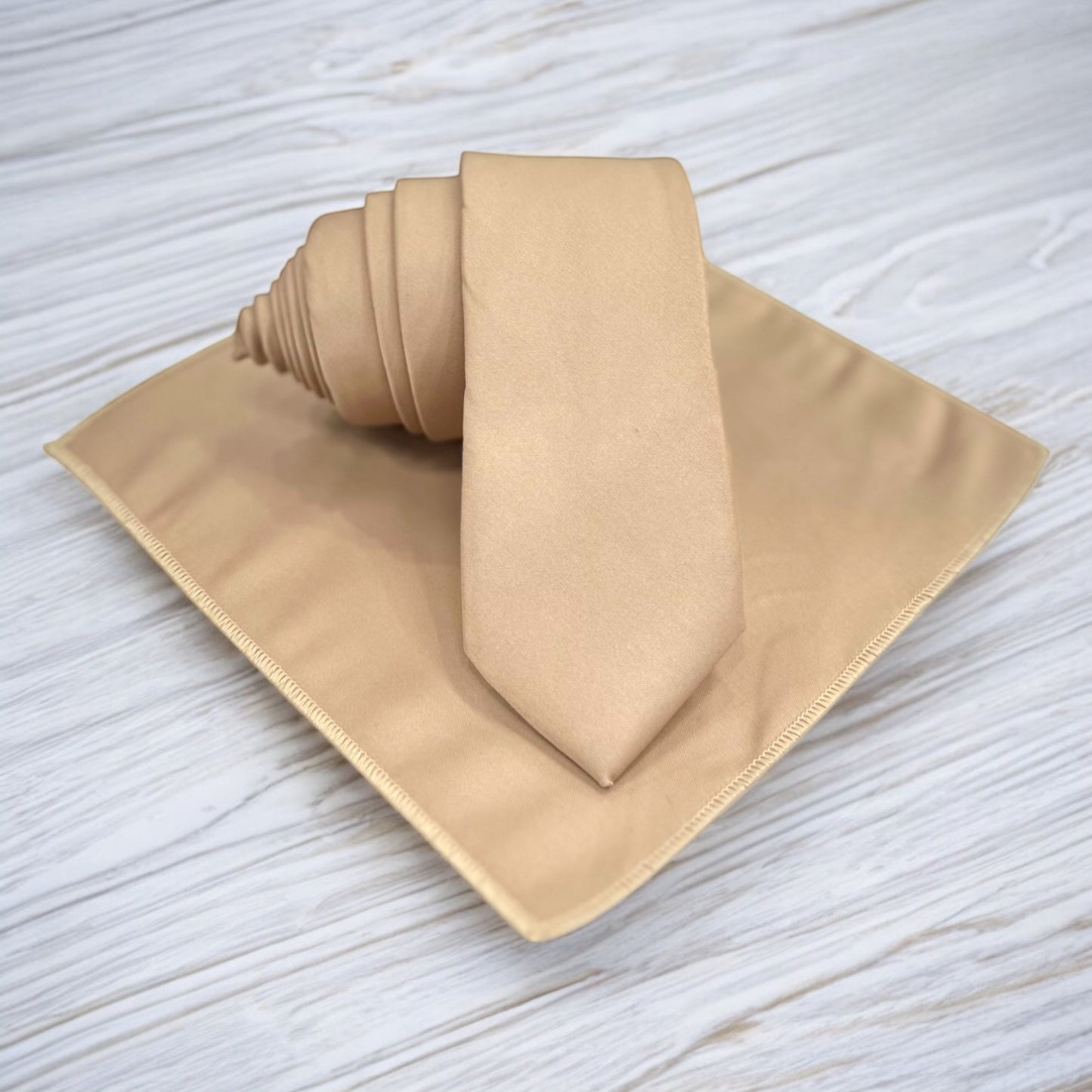 Champagne  - Istanbul Fashion Slim Tie, Plain Satin