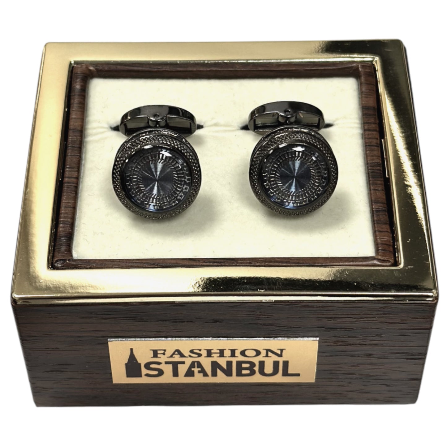 Luxury  Chrome Combined with Blue Details  - Istanbul Fashion Cufflinks - 42
